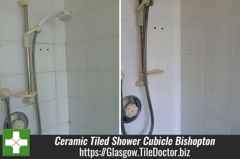 Grubby Ceramic Tiled Shower Cubicle Refreshed in Bishopton